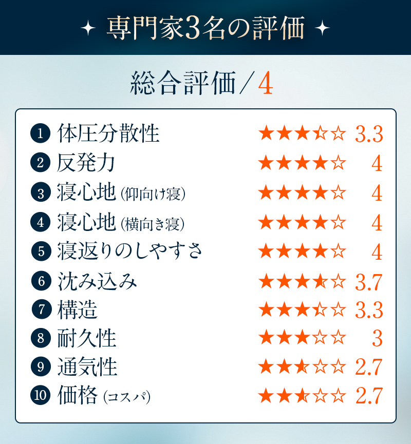 専門家3名の評価 総合評価/4